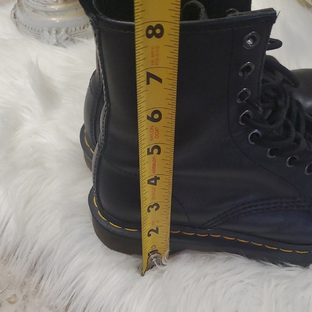 Dr. Martens Black Unisex Leather Laceup Combat  Boots with Yellow Accents - Picture 12 of 17